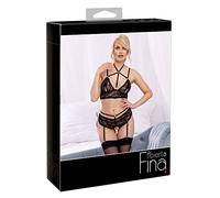 Abierta Fina Conjunto de sujetador para mujer Black M