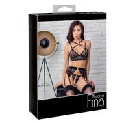 Trío lencería fina de encaje (negro) - M