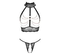 Abierta Fina - lencería abierta con cadenas (negro)