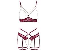 Abierta Fina Conjunto de tirantes para mujer, color rojo, talla XL