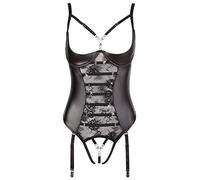 Abierta Fina Stringbody para mujer Negro/Plata 75B/S