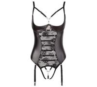 Abierta Fina Stringbody para mujer Negro/Plata 80C/M
