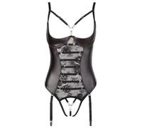 Abierta Fina Stringbody para mujer Negro/Plata 85C/L