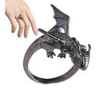 abierto vintage - de dragón ajustable chapado en plata, joyería retro punk rockero nudillos, metal con forma de animal antiguo, accesorio de disfraz de serpiente alada mitológica para
