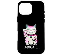 Abigail Lindo gatito agitando diseño de gato para niñas nombre Abigail Carcasa para iPhone 16 Pro Max
