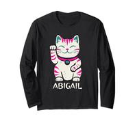 Abigail Lindo gatito agitando diseño de gato para niñas nombre Abigail Manga Larga