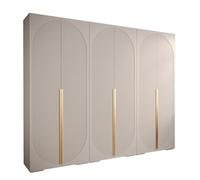 ABIKSMEBLE - Armario con Puertas Batientes - Armario Empotrado - Armario Ropero - Armario de Almacenamiento Manhattan RYFEL 5-3X Módulos - Blanco - 236,7 cm (Al) x 300 cm (An) x 47 cm (Pr)