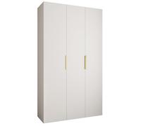 ABIKSMEBLE COMO 4 Armario con 3 Puertas - Armario para Ropa - Armario de Almacenamiento para Dormitorio, Habitación Juvenil, Habitación Infantil - 245,5x140x40cm - Blanco, Blanco, Dorado