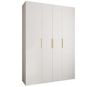 ABIKSMEBLE COMO 4 Armario con 4 Puertas - Armario para Ropa - Armario de Almacenamiento para Dormitorio, Habitación Juvenil, Habitación Infantil - 245,5x170x50cm - Blanco, Blanco, Dorado