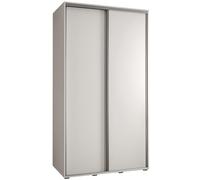 ABIKSMEBLE Davos 1 140 Armario Correderas Doble para Dormitorio - Armario Moderno, Barra y Estantes - 235,2x140x60 cm Blanco Blanco Plateado