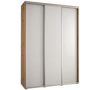 ABIKSMEBLE Davos 1 180 Armario Correderas Tres para Dormitorio - Armario Moderno, Barra y Estantes - 235,2x180x45 cm Artisan Blanco Plateado
