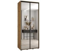 ABIKSMEBLE Davos 2 120 Armario Correderas Doble para Dormitorio - Armario Moderno con Espejo, Barra y Estantes - 235,2x120x45 cm Artisan Artisan Nero