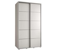 ABIKSMEBLE Davos 4 130 Armario Correderas Doble para Dormitorio - Armario Moderno, Barra y Estantes - 235,2x130x60 cmBlanco Blanco Plateado