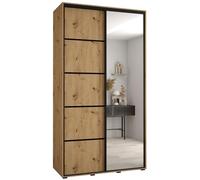ABIKSMEBLE Davos 5 140 Armario Correderas Doble para Dormitorio - Armario Moderno con Espejo, Barra y Estantes - 235,2x140x60 cmArtisan Artisan Nero