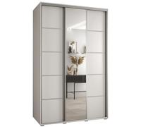 ABIKSMEBLE Davos 5 160 Armario Correderas Tres para Dormitorio - Armario Moderno con Espejo, Barra y Estantes - 235,2x160x60 cmBlanco Blanco Plateado