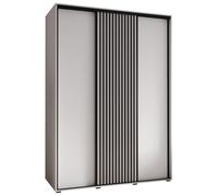 ABIKSMEBLE Lanko 1 Armario con Tres Puertas Correderas con Barra, Estantes - Armario de Almacenamiento Moderno para Dormitorio, Salón - 235,2x170x60 cm - Blanco Blanco Negro