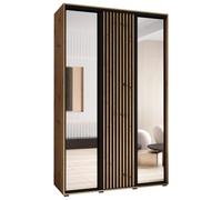 ABIKSMEBLE Lanko 2 Armario de Tres Puertas Correderas con Espejo, Barra, Estantes - Armario de Almacenamiento Moderno para Dormitorio, Sala de Estar - 235,2x160x45 cm - Artisan Negro Artisan