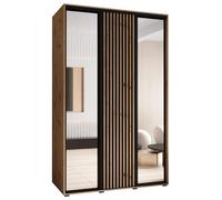 ABIKSMEBLE Lanko 2 Armario de Tres Puertas Correderas con Espejo, Barra, Estantes - Armario de Almacenamiento Moderno para Dormitorio, Sala de Estar - 235,2x160x60 cm - Artisan Negro Artisan