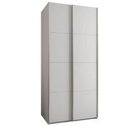 ABIKSMEBLE Lux 1 Armario con 2 Puertas Correderas con Cierre Silencioso - Sistema Corredero HETTICH Topline L - para Salón, Dormitorio - 245,5x110x64cm - Blanco, Blanco, Plata