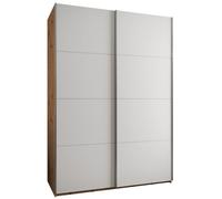 ABIKSMEBLE Lux 1 Armario con 2 Puertas Correderas con Cierre Silencioso - Sistema Corredero HETTICH Topline L - para Salón, Dormitorio - 245,5x180x64cm - Artesano, Blanco, Plata