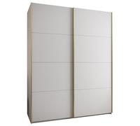 ABIKSMEBLE Lux 1 Armario con 2 Puertas Correderas con Cierre Silencioso - Sistema Corredero HETTICH Topline L - para Salón, Dormitorio - 245,5x200x64cm - Blanco, Blanco, Dorado