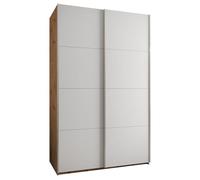 ABIKSMEBLE Lux 1 Armario con 2 Puertas Correderas con Cierre Silencioso - Sistema Corredero HETTICH Topline L - para Salón, Dormitorio - 245,5x150x64cm - Artesano, Blanco, Plata