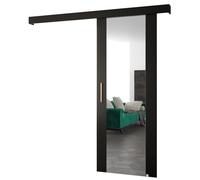 ABIKSMEBLE Salwador 2 Sistema de Puerta Corredera con Cubierta de Riel y Espejo - Puertas Correderas de Pared Interior - Construcción Sólida - 90 x 204 cm - Negro