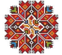 Abillyn Kit de punto de cruz bordado bordado mandala rojo estampado con patrón impreso (Mandala 4)