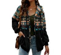 ABINGOO Mujere Sudadera de Peluche con Capucha Cremallera a Impri Chaqueta de Invierno Abrigo con Bolsillo(A-Azul,L)