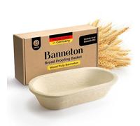 ABIOTO Cesta ovalada a prueba de Banneton de 1 kg con acabado suave, cuenco elevador de masa de pulpa de madera de primera calidad para pan artesanal, ideal para panes grandes
