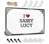 Abipuir Letreros de bar personalizados con texto en inglés "I Love Sassy Lucy", decoración de puerta para dormitorio, letreros metálicos para bar (color: color, tamaño: 20 x 30 cm)