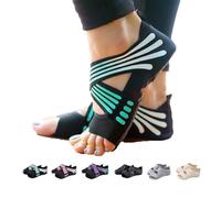 ABIRAM Calcetines de yoga sin dedos antideslizantes y correas, para pilates, barra, ballet, bikram, entrenamiento para mujeres