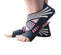 ABIRAM Calcetines de yoga sin dedos antideslizantes y correas, para pilates, barra, ballet, bikram, entrenamiento para mujeres