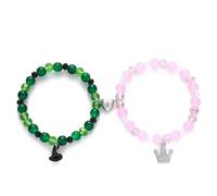 ABISIN Pulseras a juego para parejas, pulseras de cuentas de la amistad, 2 unidades, corona de sombrero de bruja, pulseras a juego, mejores amigos, regalos de joyería para parejas, mejores amigos