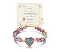 ABISIN Regalos para mamá, regalo para el día de la madre, cuerda trenzada ajustable, hecha a mano, pulsera inspiradora para el día de la madre, regalo de cumpleaños, joyería, Talla única, Acero aleado