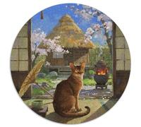 Abisinia Rompecabezas Redondo De 1000 Piezas Creativo Pet Gato Regalos Intelectual Desafío para Adultos 1000pcs (67.5x67.5cm)