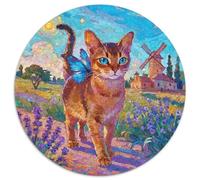 Abisinia Rompecabezas Redondo De 1000 Piezas Interactivo Pet Gato Juegos Intelectuales De Alivio De Estrés para Adultos Y Niños 1000pcs (67.5x67.5cm)