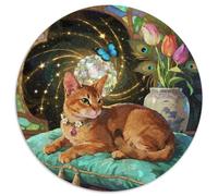 Abisinia Rompecabezas Redondo De 1000 Piezas Interactivo Pet Gato Juegos Intelectuales De Alivio De Estrés para Adultos Y Niños 1000pcs (67.5x67.5cm)