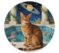 Abisinia Rompecabezas Redondo De 1000 Piezas Interactivo Pet Gato Regalos De Alivio De Estrés para Adultos Y Niños 1000pcs (67.5x67.5cm)