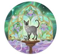 Abisinia Rompecabezas Redondo De 1000 Piezas Interactivo Pet Gato Regalos De Alivio De Estrés para Toda La Familia 1000pcs (67.5x67.5cm)