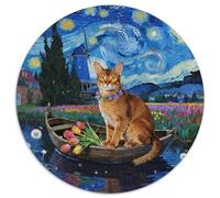 Abisinia Rompecabezas Redondo De 1000 Piezas Interactivo Pet Gato Regalos Juguete EduGatoivo para Adultos 1000pcs (67.5x67.5cm)