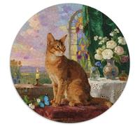 Abisinia Rompecabezas Redondo De 1000 Piezas Interactivo Pet Gato Regalos Juguetes De Descompresión para Adultos 1000pcs (67.5x67.5cm)