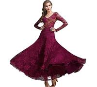 Abiti Da Sala Da Ballo Trajes De Baile Moderno Encaje For Mujer, Rendimiento, Estándar Nacional, Ropa Vals, Gran Swing, Vestido Competición Salón(Purple,L)