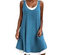 Abito da donna senza maniche a due pezzi, gonna midi a trapezio (Azul,15XL)