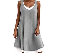 Abito da donna senza maniche a due pezzi, gonna midi a trapezio (Gris,15XL)