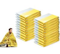 Abiyou 20 pcs Mantas de Supervivencia de Emergencia,140 * 210cm Manta Termica Emergencia Oro Plata,Mantas Térmicas de Emergencia,Mantas de Emergencia,Manta De Rescate para Senderismo,Exteriores
