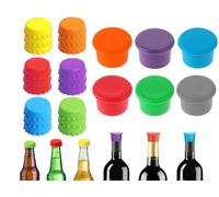 Abiyou 24 Piezas Tapones Botella Silicona, Tapones de Botellas Colores, Tapones de Vino Silicona, Tapón de Botella Cerveza, Tapa Botella Vino, Tapones de Botellas Cristal, para Cerveza, Jugo, Botellas