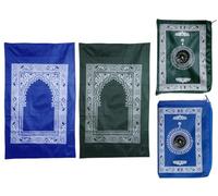 Abiyou 2PCS Alfombra de Oración Musulmana,Alfombra de Oración Plegable Portátil,Mini Alfombra de Rezo,Alfombra de Oración de Viaje Islámico con Brújula,por Musulmanes,Ramadán,Eid al-Fitr (Verde,Azul)