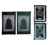 Abiyou 2PCS Alfombra de Oración Musulmana,Alfombra de Oración Plegable Portátil,Mini Alfombra de Rezo,Alfombra de Oración de Viaje Islámico con Brújula,por Musulmanes,Ramadán,Eid al-Fitr (Verde,Negro)