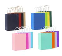 Abiyou 32 Piezas Bolsas Papel Kraft, Bolsas de Papel con Asas, Regalo Bolsas, Bolsas Papel Kraft Colores, Regalo Bolsas Papel, Bolsas Colores Papel, para Compras, Fiestas, Cumpleaños(21CMx15CMx8CM)